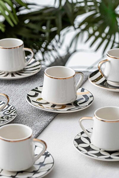 ACAR Petra 6-Person Porcelain Coffee Cup Set - 90 ml 05213