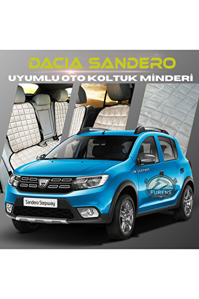 SHOOPLAA طقم وسائد مقعد السيارة باللون البيج من Dacia Sandero مع جيوب ريش تاي...