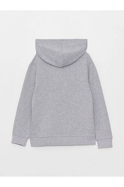 LC Waikiki LCW Παιδική γκρι κουκούλα με στάμπα μακρυμάνικη μπλούζα για αγόρι