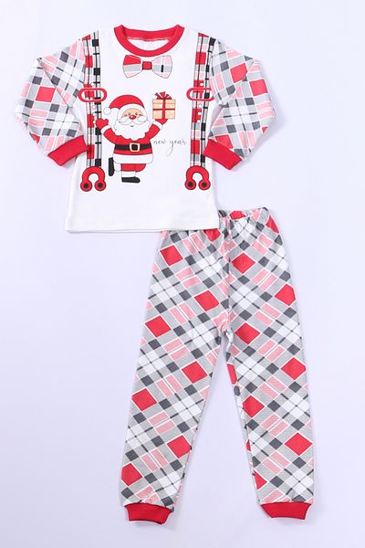 HÇM Santa Claus Printed Children's Pajama Set - New Year's Eve D8
