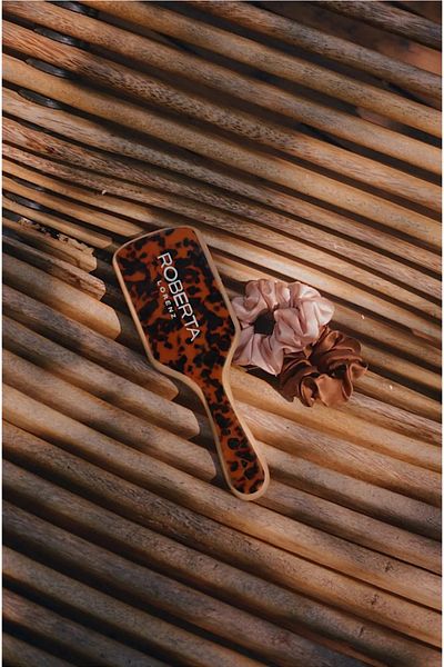 Roberta Lorenz Leopard Patterned Bamboo Toothed Acetate Comb