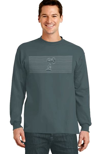 ROCKANDROLL Ανδρικό φούτερ με ριγέ Dog Crew Neck Anthracite