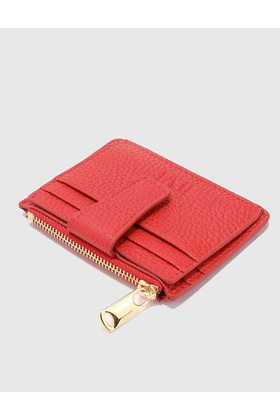 İLVİ Houston Genuine Floater Leather Unisex Red Card Holder