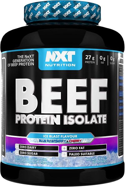 NXT Nutrition Beef Isolate, 4 LB, Ice Blast Blueraspberry&cherry, Zero Dairy 1.8kg