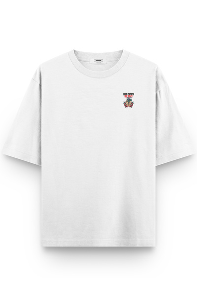 Overoz Λευκό μπλουζάκι Oversize Καρδιά με στάμπα Oversize Unisex T-shirt 1310