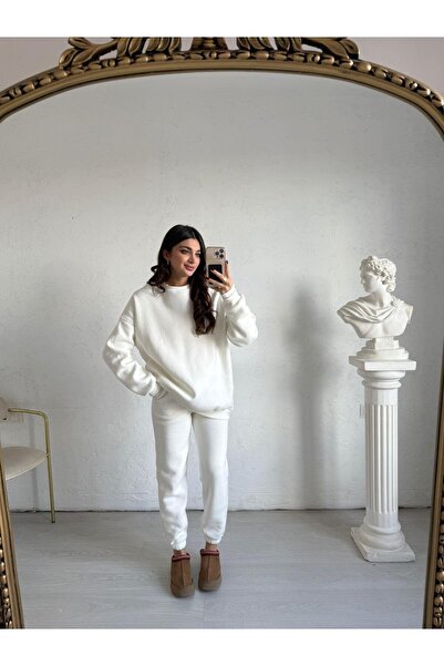 Bade Butik بنطال رياضي Aura كبير الحجم باللون الأبيض