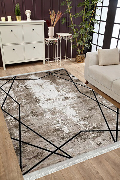 MUBO Kaymaz Tabanlı Yıkanabilir Antibakteriyel Dijital Baskı Stone Salon Halı...