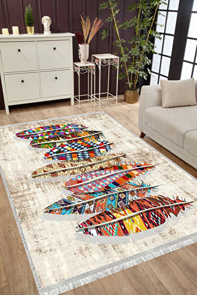 MUBO Kaymaz Tabanlı Yıkanabilir Antibakteriyel Dijital Baskı Floral Salon Hal...