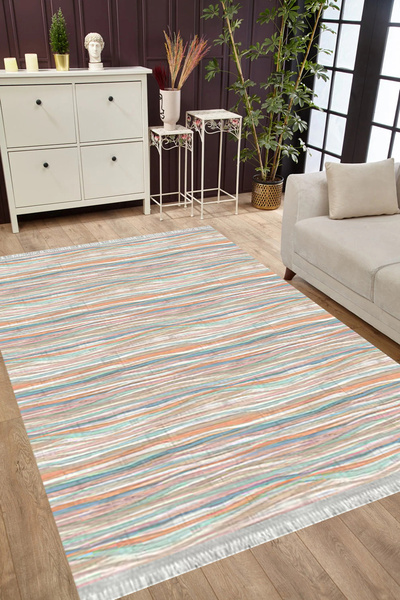 MUBO Kaymaz Tabanlı Yıkanabilir Antibakteriyel Dijital Baskı Doku Salon Halıs...