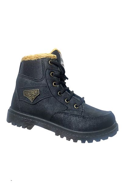 Extrem Unisex Χειμερινή Αντιολισθητική Σόλα Γούνινη Παιδική Μπότα με φερμουάρ - Μαύρο