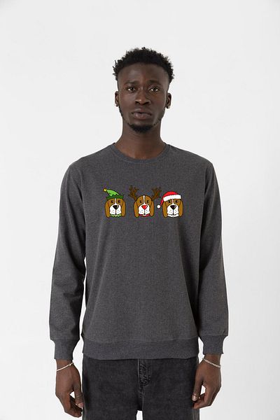 Tshirthane 3 Wise Beagles Χριστουγεννιάτικο καπνιστό ανδρικό φούτερ 2ip