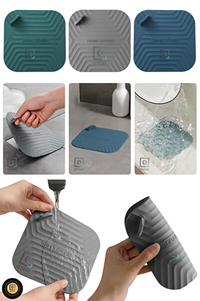 QNİAY Kare Silikon Mat Kötü Koku Önleyici Banyo Mutfak Lavabo Balkon Gider Tı...