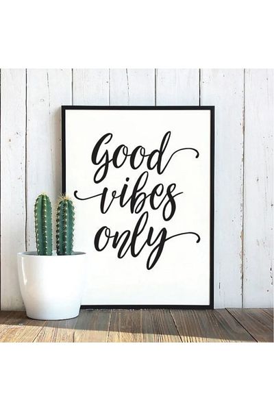 CANVASUM Good Vibes Only Tematică Cadru aspect Salon Bucătărie Perete Tematică MDF PICTURA