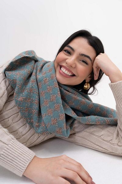 FENZA SCARF Wendy Crown Pattern Wool-Acrylic Mix Winter Scarf