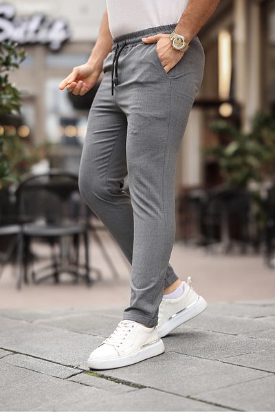 Mero Life Men's Gray Slim Fit Relaxed Fit Waist Tie Side Pocket Lycra Jogger Pants
