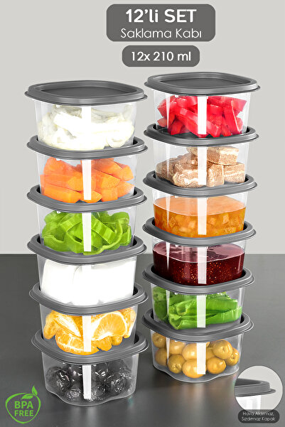 Meleni Home 12 Adet Kare Erzak Gıda Saklama Kabı - Mikrodalga Derin Dondurucu...
