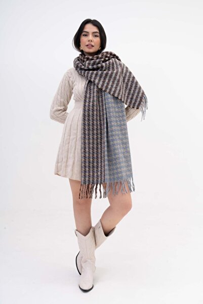 FENZA SCARF Lisa Grade Crown Pattern Wool-Acrylic Mix Winter Scarf