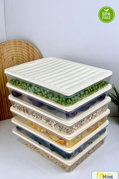teknotrust 6Pcs 2400ml Freezer Deep Freezer Refrigerator Organizer Airtight Storage Container