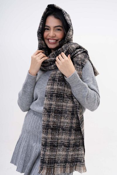 FENZA SCARF CRUCIETĂ DE IARNĂ LIVELY CU MODEL DE DESEN Lână-Acrilic