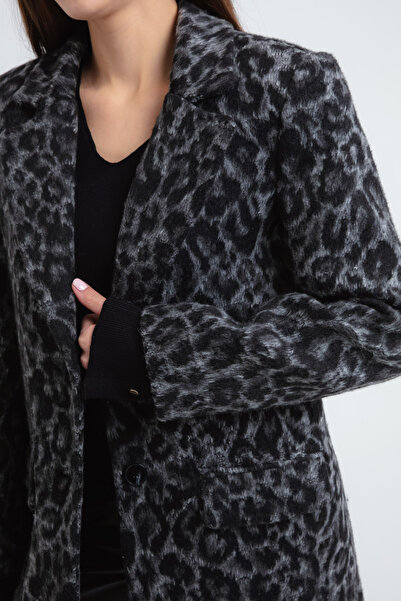 Lafaba Dámská černá bunda s leopardím vzorem