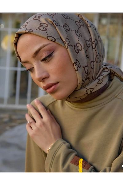 Organic Scarfs Milky Brown Cotton Wool Silk Shawl