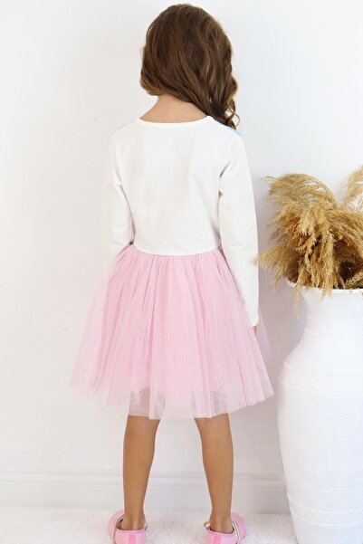 BABELEY GİRLS Babely Kız Çocuk Uzun Kollu Elbise Karlar Kraliçesi Elsa 5-10 Yaş, Mavi