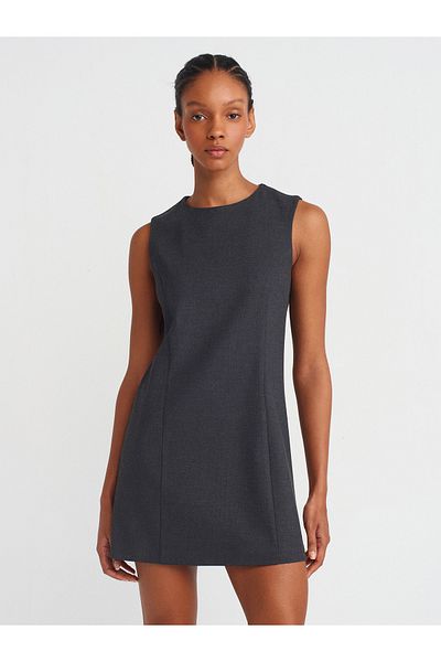 Dilvin 90903 Model Anthracite Color Sleeveless Dress