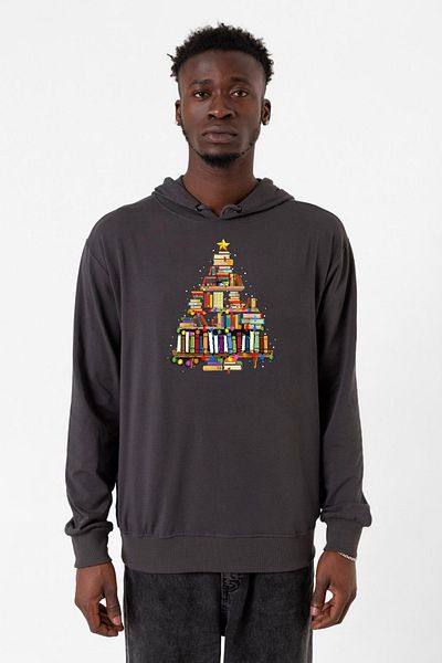 Tshirthane Ανδρικά Hooded Smoked Book Lovers Christmas 2ip