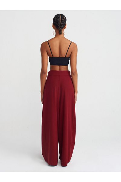 Dilvin 71585 Short Leg Trousers-Claret Red