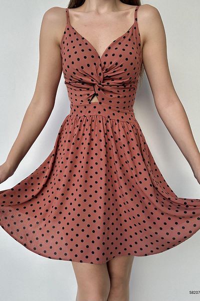 Deafox Rochie din viscoză țesută căptușită cu model de culoare cărămidă