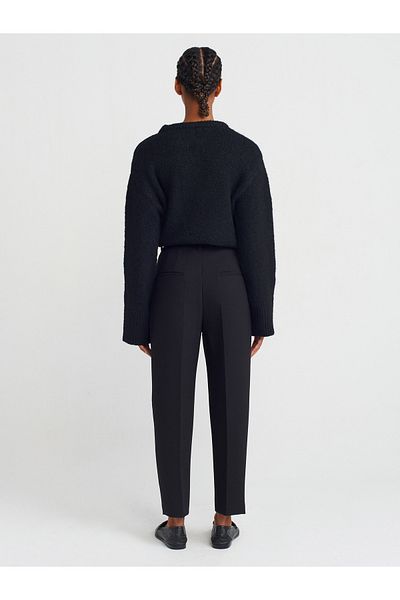Dilvin 71293 Belted High Waist Trousers-Black