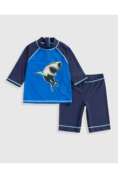 skycott Costum de baie pentru băiat cu imprimeu rechin Top cu mâneci cu pantaloni scurți Costum de jos Îmbrăcăminte de mare