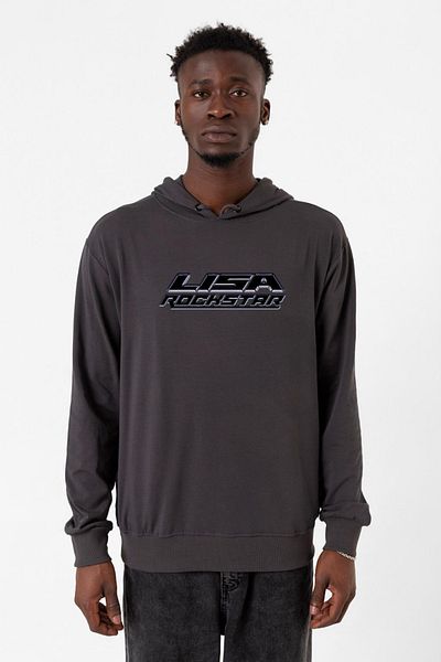 Tshirthane Lisa Rockstar Smoked Ανδρικό κουκούλα με 2 κορδόνια