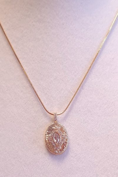 ayışığı Steel Gold Stone Necklace