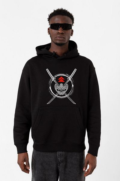 Tshirthane Φούτερ Ghost Of Tsushima Samurai Mask Μαύρο ανδρικό φούτερ με κουκούλα 3 ip