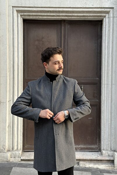 KARADAĞLI Regular Fit Gray Judge Collar Stamp Coat