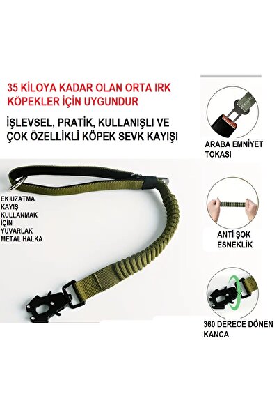VSLT HANDMADE Orta Irk Çok Fonksiyonlu Köpek Gezdirme Tasması.araba Emniyet Kemerli Köpek Gezdirme Tasması.