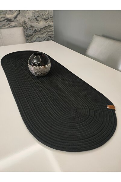 ADES HOME DESİGN Jute, Black Runner, American Service, Table Cloth, Coffee Table Cloth, Plain Ranır, Runner 35X100Cm Lux Presentation