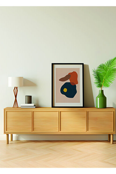 Single Minimalist Painting with Natural Wood Frame - Front Protected, with Poster