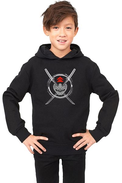 Tshirthane Призракът на Цушима - Детска черна самурайска маска, 3ip суичър с качулка