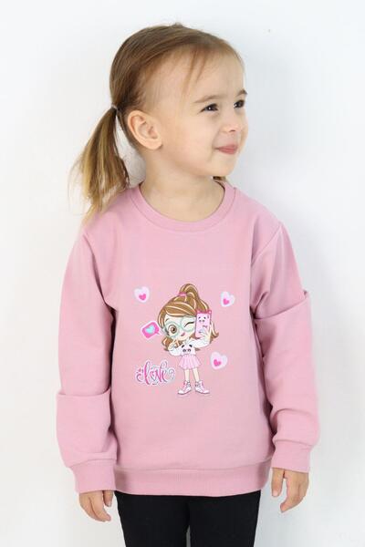 Breeze سويت شيرت بناتي مطبوع Cool Girl من 1.5 إلى 5 سنوات، وردي مجفف