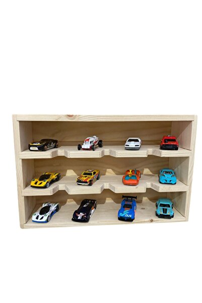 alpmodel Hot Wheels Mini Gt Araç Sergileme Hobi Koleksiyon Arabasız Ahşap Araç Standı 12'li