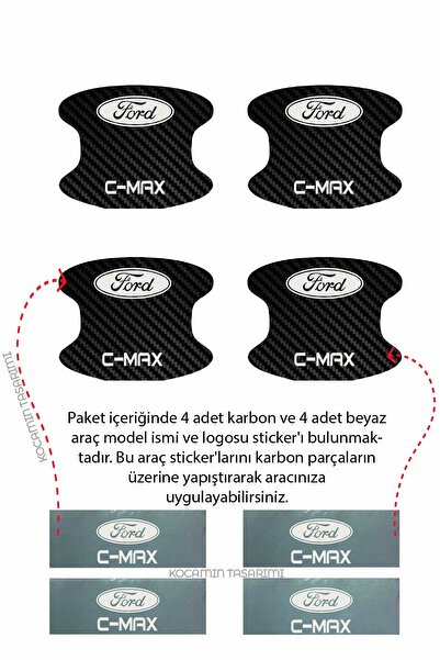Kocamın Tasarımı Ford C-Max Inside Door - Carbon Pattern Scratch Protection Foil Kit with Lettering