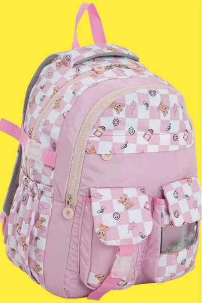 Uniquetrenders Unisex Waterproof Checkered Colorful School Bag Backpack
