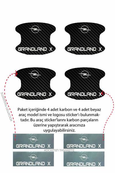 Kocamın Tasarımı Opel Grandland X - Carbon Pattern, Stylish Design, Foil Guard Set and Anti-Scratch Inside Door