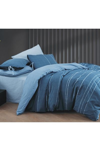 EvixHome Set cuvertură de pilota dublă Ranforce 100% bumbac Laurel Blue