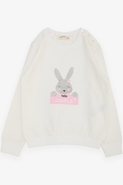 Breeze Girl's Sweatshirt Cute Glittery Bunny Printed 1.5-5 Years, Ecru
