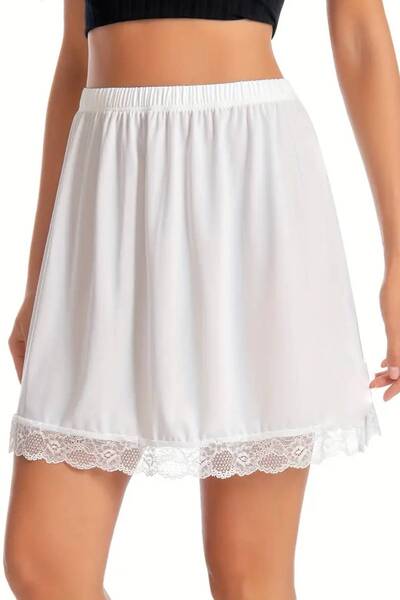 BENİMOLMALI تنورة فاخرة بتفاصيل دانتيل ليكرا - خصر مطاطي