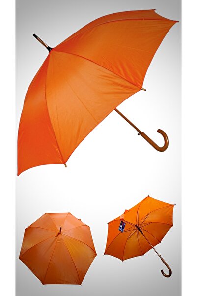 Rubenis Ahşap Baston Saplı Turuncu Renk  Şemsiye