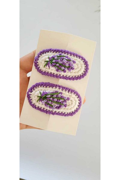 Kadın Girişimciler Atölyesi Nișă brodată cu levănțică, realizată manual organic, cataramă snap din 2 piese, potrivită pentru toate grupurile de vârstă